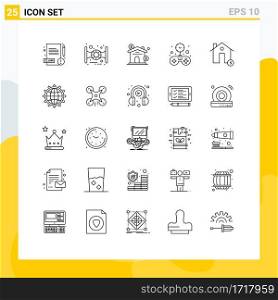 Set of 25 Commercial Lines pack for electricity, buildings, investment, battery, solid Editable Vector Design Elements