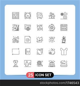 Set of 25 Commercial Lines pack for product, method, decorate, management, food Editable Vector Design Elements