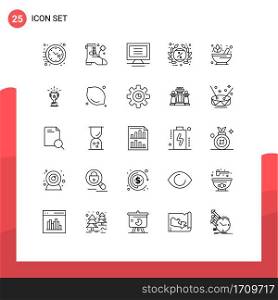 Set of 25 Commercial Lines pack for rx, mortar, computer, promotion, discount Editable Vector Design Elements