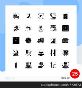 Set of 25 Commercial Solid Glyphs pack for christmas, soda, agriculture, drink, services Editable Vector Design Elements