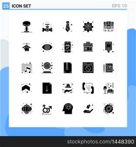 Set of 25 Commercial Solid Glyphs pack for server hosting, productivity, attire, performance, efficiency Editable Vector Design Elements