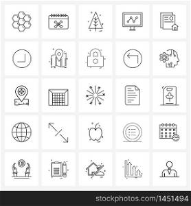 Set of 25 Line Icon Signs and Symbols of arrow, property contract, Christmas, house contract, share Vector Illustration