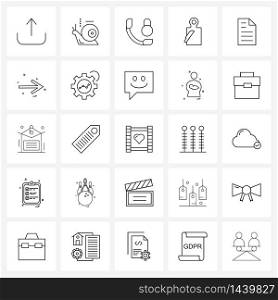 Set of 25 Line Icon Signs and Symbols of direction, text, lock, file, travel Vector Illustration