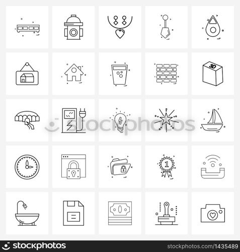 Set of 25 Line Icon Signs and Symbols of hanging label, drops, fashion, drop, labour Vector Illustration