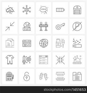 Set of 25 Line Icon Signs and Symbols of zoom in, fulfillment, chat, delivery, charging Vector Illustration