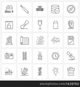 Set of 25 Modern Line Icons of directions, money, diamond, coins, remove Vector Illustration