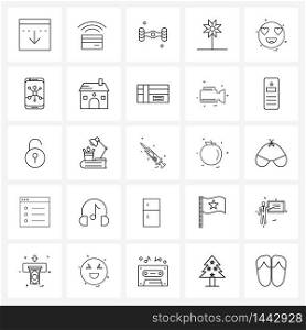 Set of 25 Modern Line Icons of emoji, sunflower, car, plant, farming Vector Illustration