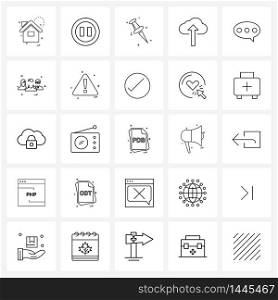 Set of 25 Modern Line Icons of group, bubble, pin, message, cloud database Vector Illustration