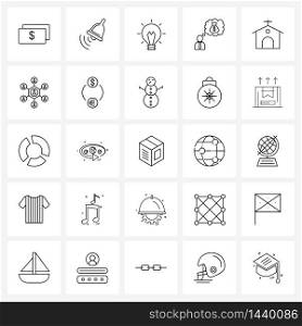 Set of 25 Modern Line Icons of network, wedding, banking, house, dream Vector Illustration