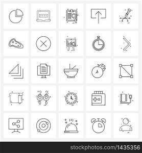 Set of 25 Modern Line Icons of tools, gear, clipboard, pen, up Vector Illustration