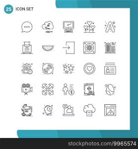 Set of 25 Modern UI Icons Symbols Signs for a, party, computer, festival, pc Editable Vector Design Elements