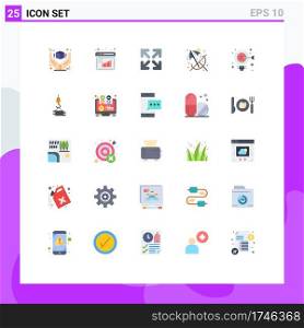 Set of 25 Modern UI Icons Symbols Signs for aim, bulb, management, summer, beach Editable Vector Design Elements