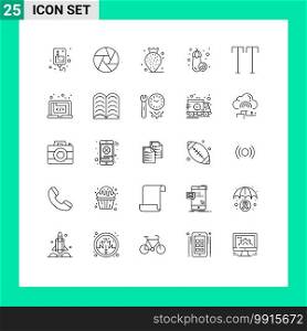 Set of 25 Modern UI Icons Symbols Signs for application, caps, berry, all, food Editable Vector Design Elements