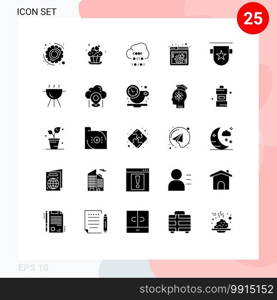 Set of 25 Modern UI Icons Symbols Signs for badges, webpage, coding, web setting, spanner Editable Vector Design Elements