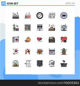 Set of 25 Modern UI Icons Symbols Signs for bench, forward, degree, circle, support Editable Vector Design Elements