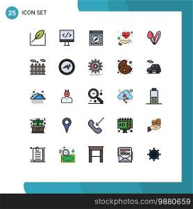 Set of 25 Modern UI Icons Symbols Signs for bunny, pulses, page, life, care Editable Vector Design Elements