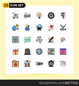 Set of 25 Modern UI Icons Symbols Signs for caliper, wheel, bulb, repair, car Editable Vector Design Elements