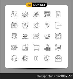 Set of 25 Modern UI Icons Symbols Signs for cart, team, signal, our, science Editable Vector Design Elements