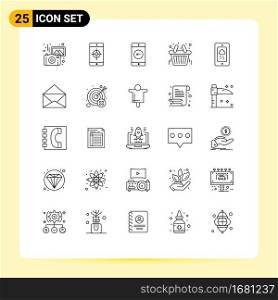 Set of 25 Modern UI Icons Symbols Signs for chalk, store, application, bag, basket Editable Vector Design Elements
