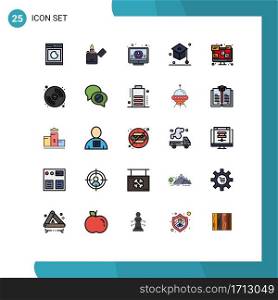 Set of 25 Modern UI Icons Symbols Signs for chat, school, account, graduation, tick Editable Vector Design Elements