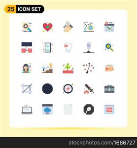 Set of 25 Modern UI Icons Symbols Signs for clock, calendar, job, inspiration, bike Editable Vector Design Elements