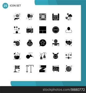 Set of 25 Modern UI Icons Symbols Signs for cloud, building, design, construction, website Editable Vector Design Elements