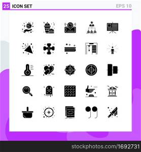 Set of 25 Modern UI Icons Symbols Signs for company, organization, map, teamwork, cinema Editable Vector Design Elements
