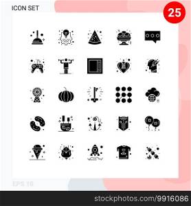 Set of 25 Modern UI Icons Symbols Signs for control, hint, fast food, bubble, food Editable Vector Design Elements