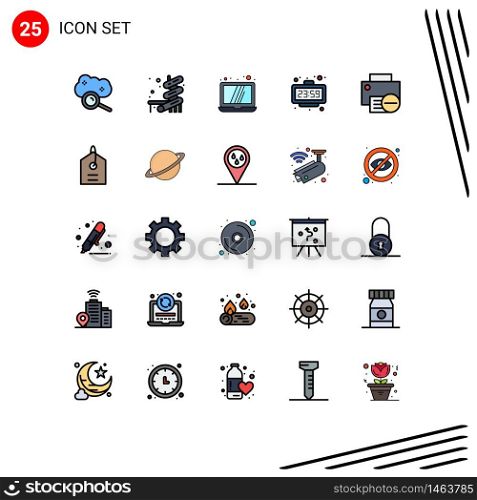 Set of 25 Modern UI Icons Symbols Signs for devices, watch, computer, time, minute Editable Vector Design Elements