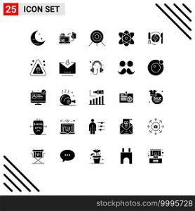 Set of 25 Modern UI Icons Symbols Signs for dinner, consumption, archery, science, education Editable Vector Design Elements