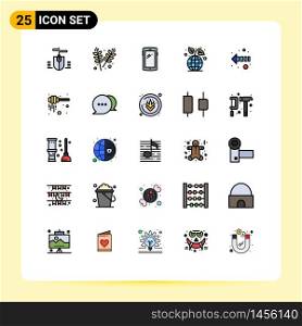 Set of 25 Modern UI Icons Symbols Signs for direction, plant, smart phone, environment, earth day Editable Vector Design Elements