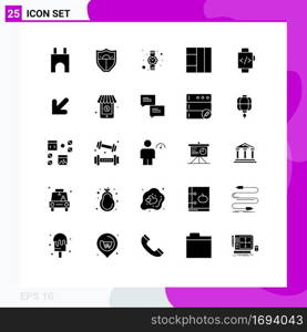 Set of 25 Modern UI Icons Symbols Signs for down, time clock, hand watch, hand watch, wireframe Editable Vector Design Elements
