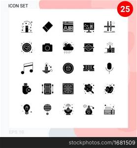 Set of 25 Modern UI Icons Symbols Signs for drawing, pencil, security, pen, web Editable Vector Design Elements