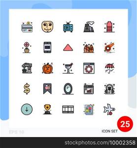 Set of 25 Modern UI Icons Symbols Signs for energy, battery, television, smoke, pollution Editable Vector Design Elements