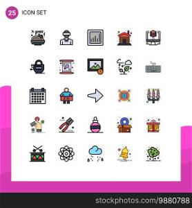 Set of 25 Modern UI Icons Symbols Signs for file, layers, analytics, home, wood Editable Vector Design Elements