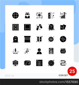 Set of 25 Modern UI Icons Symbols Signs for film, reach, carnival, goal, achieve Editable Vector Design Elements