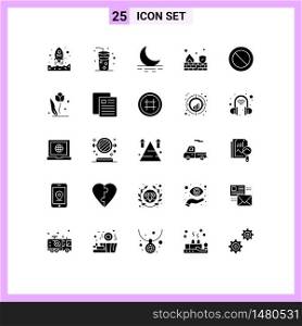 Set of 25 Modern UI Icons Symbols Signs for flora, cancel, moon, ban, security Editable Vector Design Elements