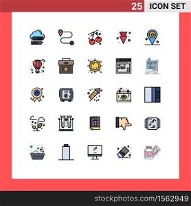 Set of 25 Modern UI Icons Symbols Signs for fly balloon, air balloon, food, house, map Editable Vector Design Elements
