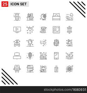 Set of 25 Modern UI Icons Symbols Signs for furniture, double, stationary, bed, human Editable Vector Design Elements