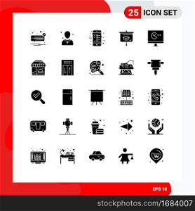 Set of 25 Modern UI Icons Symbols Signs for game, presentation, man, education, ecommerce Editable Vector Design Elements