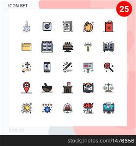 Set of 25 Modern UI Icons Symbols Signs for gasoline, summer, social, food, management Editable Vector Design Elements