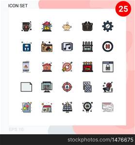 Set of 25 Modern UI Icons Symbols Signs for gear, ecommerce, piggybank, cart, savings Editable Vector Design Elements
