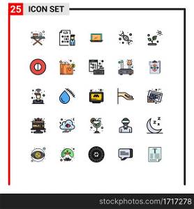 Set of 25 Modern UI Icons Symbols Signs for genetic, dna, computer, biology, pc Editable Vector Design Elements