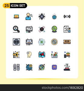 Set of 25 Modern UI Icons Symbols Signs for global, communication, chip, business, equipment Editable Vector Design Elements