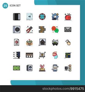 Set of 25 Modern UI Icons Symbols Signs for graph, analytics, sound, analysis, management Editable Vector Design Elements