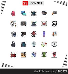 Set of 25 Modern UI Icons Symbols Signs for graph, game, reply, chronometer, activities Editable Vector Design Elements