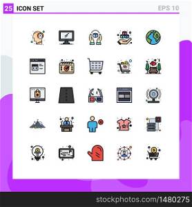 Set of 25 Modern UI Icons Symbols Signs for hand, box, imac, responsibility, handle Editable Vector Design Elements