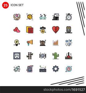 Set of 25 Modern UI Icons Symbols Signs for heart, mobile, sunglasses, clock, alarm Editable Vector Design Elements