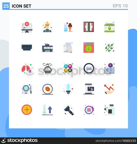 Set of 25 Modern UI Icons Symbols Signs for home, frame, technician, buildings, ice cream Editable Vector Design Elements