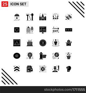 Set of 25 Modern UI Icons Symbols Signs for india, farm, house, food, headphone Editable Vector Design Elements